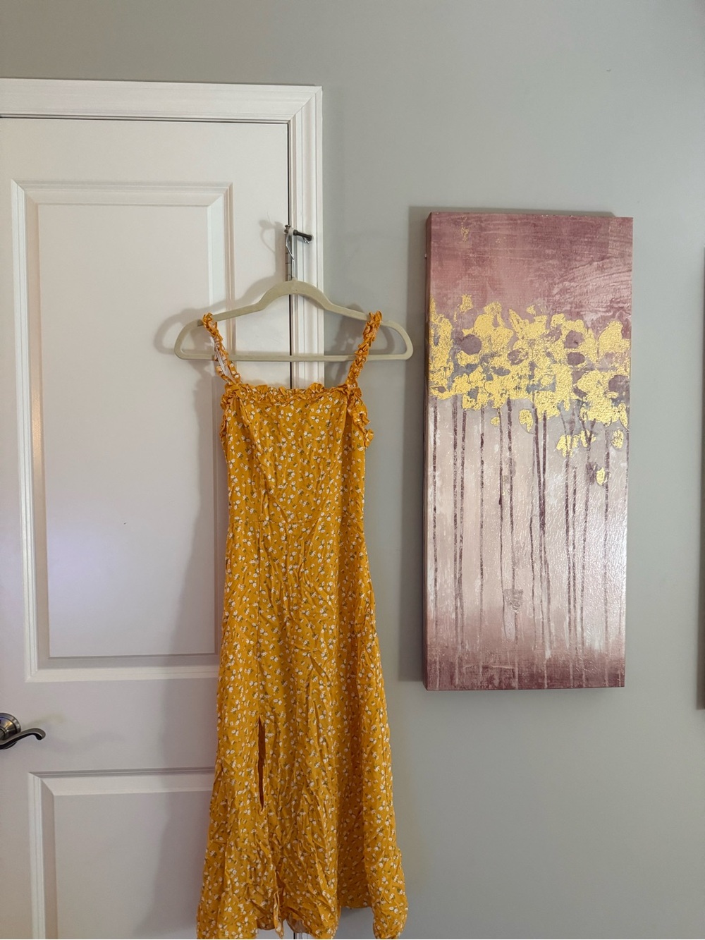 Francesca's mi Ami Yellow Floral Sundress with Ruffle Straps